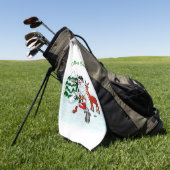 Frohe Weihnachten! Snowman mit Freunden Golfhandtuch (Gras)