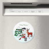 Frohe Weihnachten! Snowman mit Freunden Magnet (In Situ (Geschirrspüler))