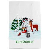 Frohe Weihnachten! Snowman mit Freunden Mittlere Geschenktüte (Rückseite)