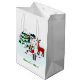 Frohe Weihnachten! Snowman mit Freunden Mittlere Geschenktüte (Rückseite Schrägansicht)