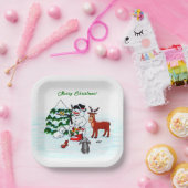 Frohe Weihnachten! Snowman mit Freunden Pappteller (Party)