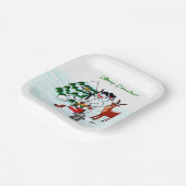 Frohe Weihnachten! Snowman mit Freunden Pappteller (Gewinkelt)