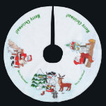 Frohe Weihnachten! Snowman mit Freunden Polyester Weihnachtsbaumdecke<br><div class="desc">Frohe Weihnachten! Snowman with Friends - Baby Polar Bear, Birds, Elch, Kaninchen, ~~~ Farbstift zeichnend von Krisi ArtKSZP ~~ Store Category >>>>> Frohe Weihnachten für Kinder >>> Schneemann mit Freunden</div>