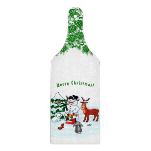 Frohe Weihnachten! Snowman mit Freunden Schneidebrett