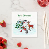 Frohe Weihnachten! Snowman mit Freunden Serviette (Beispiel)