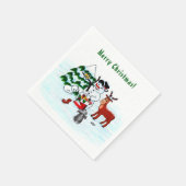 Frohe Weihnachten! Snowman mit Freunden Serviette (Ecke)