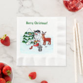 Frohe Weihnachten! Snowman mit Freunden Serviette (Beispiel)