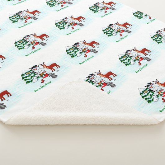 Frohe Weihnachten! Snowman mit Freunden Sherpadecke (3/4)