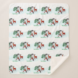 Frohe Weihnachten! Snowman mit Freunden Sherpadecke