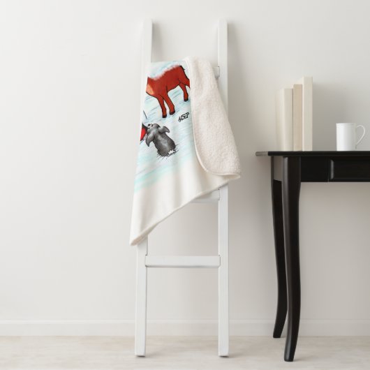 Frohe Weihnachten! Snowman mit Freunden Sherpadecke (Beispiel)