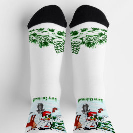 Frohe Weihnachten! Snowman mit Freunden Socken