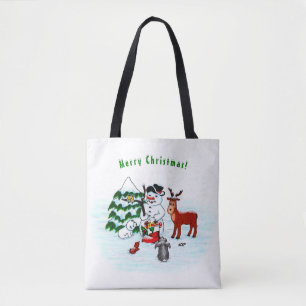 Frohe Weihnachten! Snowman mit Freunden Tasche
