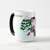 Frohe Weihnachten! Snowman mit Freunden Verwandlungstasse (Vorderseite Links)
