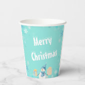 Frohe Weihnachten Snowman mit Geschenken Pappbecher (Rückseite)