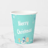 Frohe Weihnachten Snowman mit Geschenken Pappbecher (Vorderseite)
