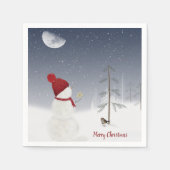 Frohe Weihnachten Snowman mit Stern Serviette (Vorderseite)