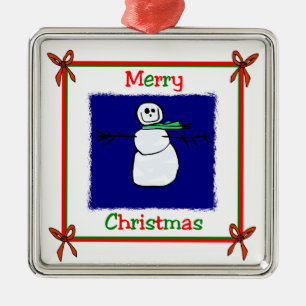 Frohe Weihnachten Snowman Ornament Aus Metall