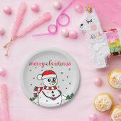 Frohe Weihnachten Snowman Pappteller (Party)