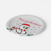 Frohe Weihnachten Snowman Pappteller (Schrägansicht)