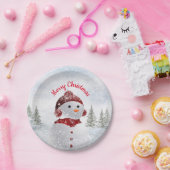 Frohe Weihnachten Snowman Party Pappteller (Party)