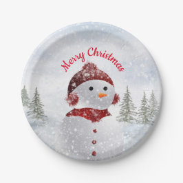 Frohe Weihnachten Snowman Party Pappteller