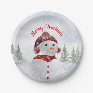 Frohe Weihnachten Snowman Party Pappteller