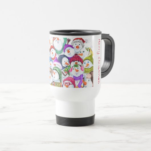 Frohe Weihnachten Snowman Party Travel Mug Reisebecher (VorderseiteRechts)
