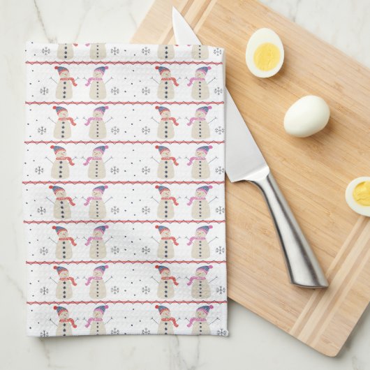 Frohe Weihnachten Snowman Pattern Geschirrtuch (Viertel Falte)