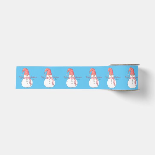 Frohe Weihnachten Snowman Pattern Ripsband (Vorderseite)