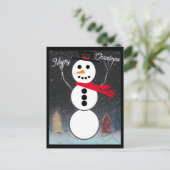 Frohe Weihnachten Snowman Postkarte (Stehend Vorderseite)