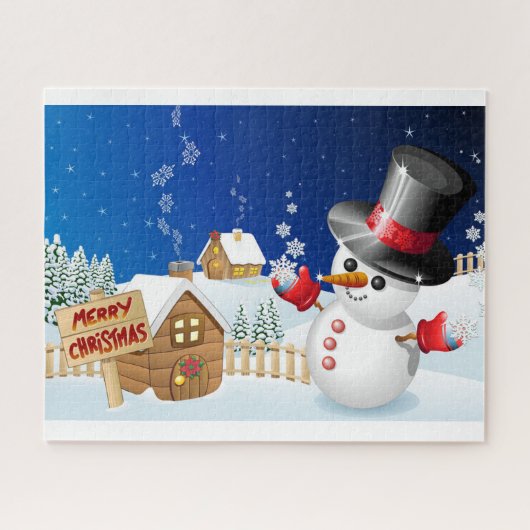 Frohe Weihnachten Snowman Puzzle (Horizontal)