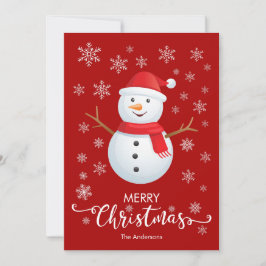Frohe Weihnachten Snowman Red Christmas Card