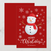 Frohe Weihnachten Snowman Red Christmas Card (Vorne/Hinten)