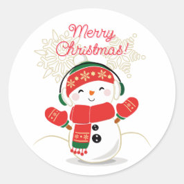 Frohe Weihnachten Snowman Runder Aufkleber