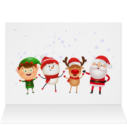 Frohe Weihnachten Snowman Santa Claus Rudolph Elf (Innenansicht Horizontal (Oben))