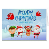 Frohe Weihnachten Snowman Santa Claus Rudolph Elf (Vorderseite (Horizontal))