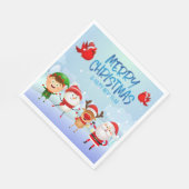 Frohe Weihnachten Snowman Santa Claus Rudolph Elf Serviette (Ecke)