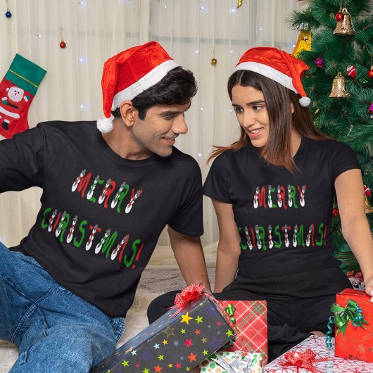 Frohe Weihnachten Snowman Schriftart Dark T - Shir T-Shirt