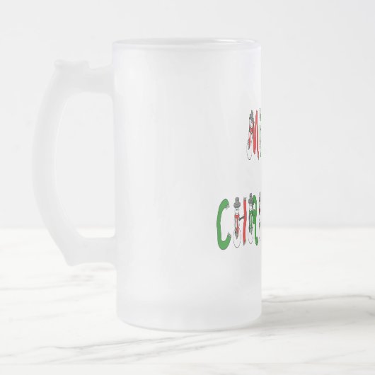 Frohe Weihnachten Snowman Schriftart Mattierte Tas Mattglas Bierglas (Links)