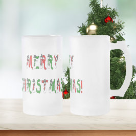 Frohe Weihnachten Snowman Schriftart Mattierte Tas Mattglas Bierglas