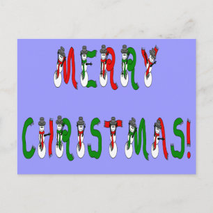 Frohe Weihnachten Snowman Schriftart Postcard