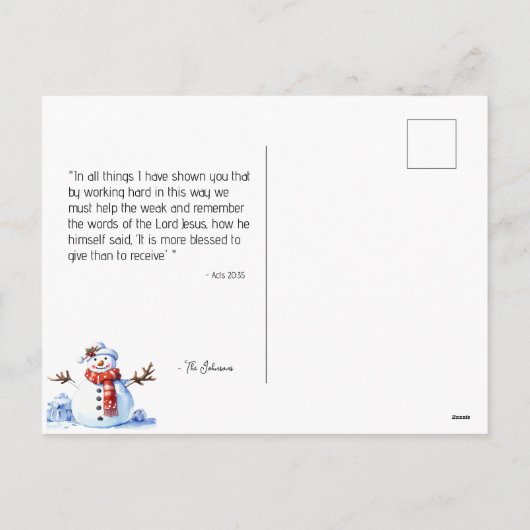 Frohe Weihnachten Snowman Snowflake Winter (Rückseite)