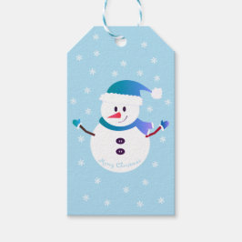 Frohe Weihnachten Snowman Snowflakes Blau Geschenkanhänger
