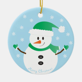 Frohe Weihnachten Snowman Snowflakes Keramik Ornament