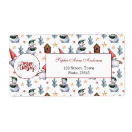 Frohe Weihnachten Snowman Snowflakes Monogram