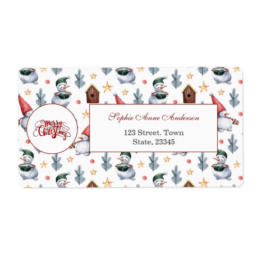 Frohe Weihnachten Snowman Snowflakes Monogram (Vorne)