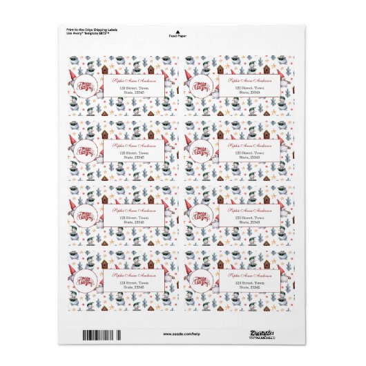 Frohe Weihnachten Snowman Snowflakes Monogram (Vorne)