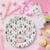 Frohe Weihnachten Snowman Snowflakes Monogram Pappteller (Party)