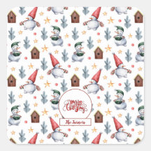 Frohe Weihnachten Snowman Snowflakes Monogram