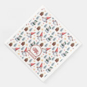 Frohe Weihnachten Snowman Snowflakes Monogram Serviette (Ecke)